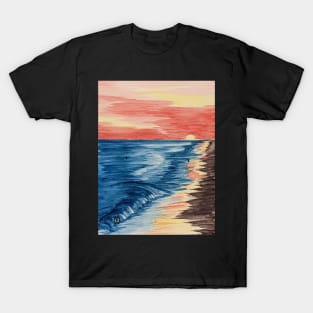 Swimmers at the beach at sunset T-Shirt